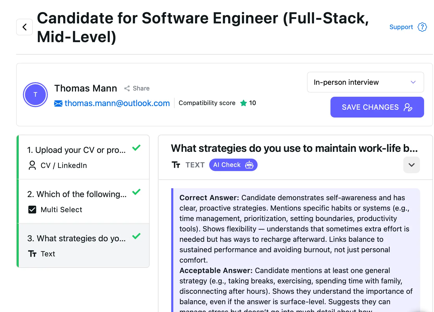 1WayInterview Candidate page