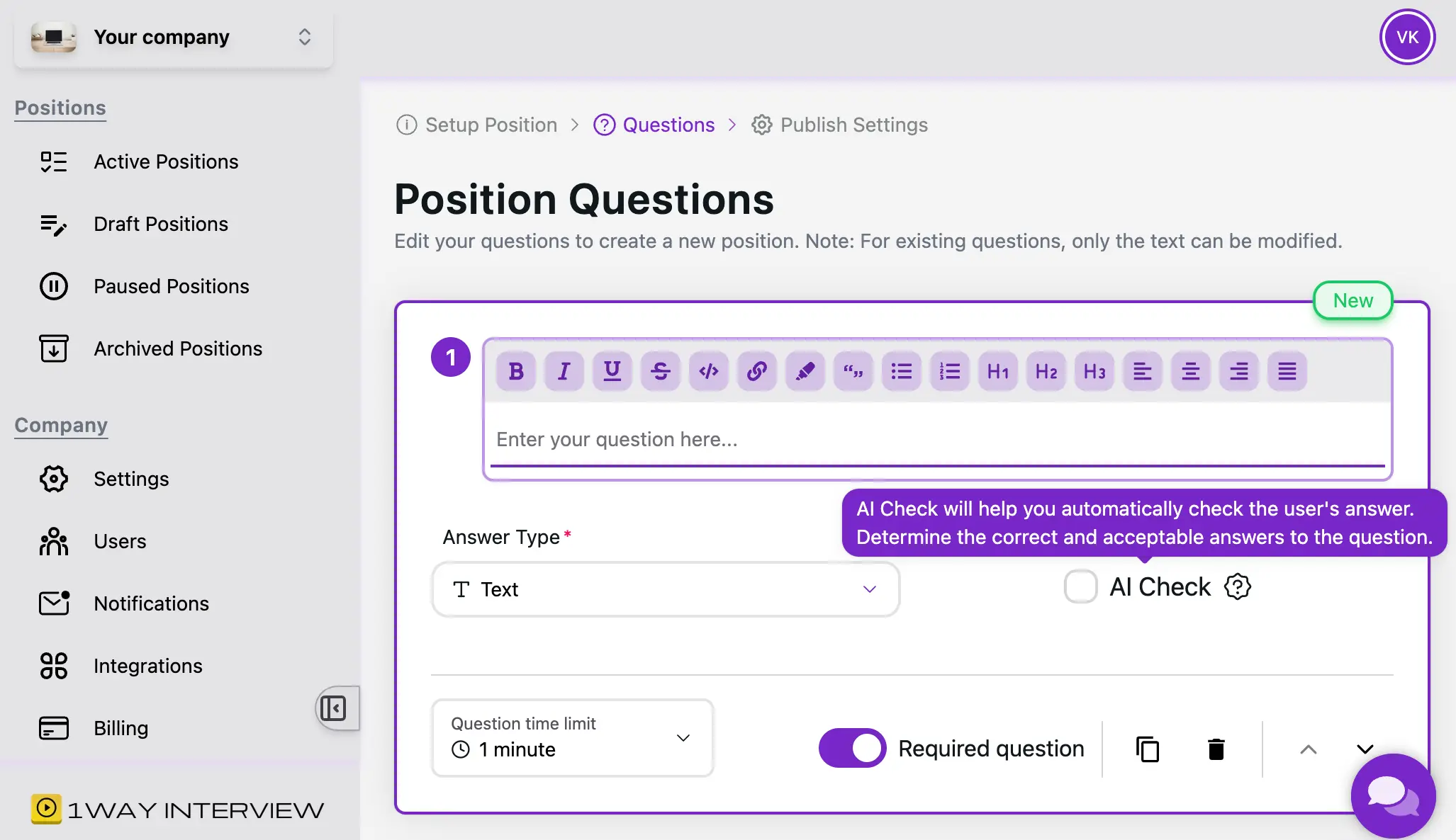 1WayInterview Demo Interface